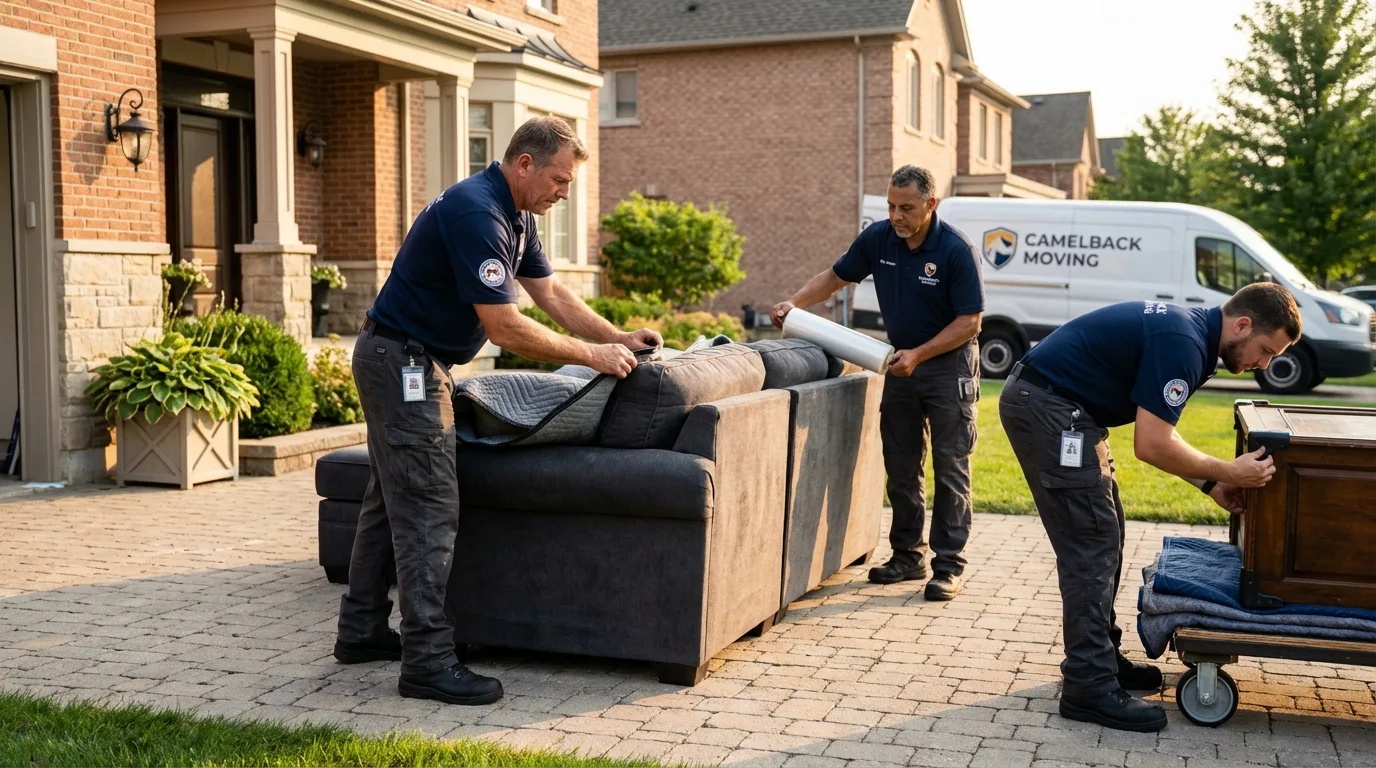 Large estate moving crew wrapping furniture in Olivia, MN